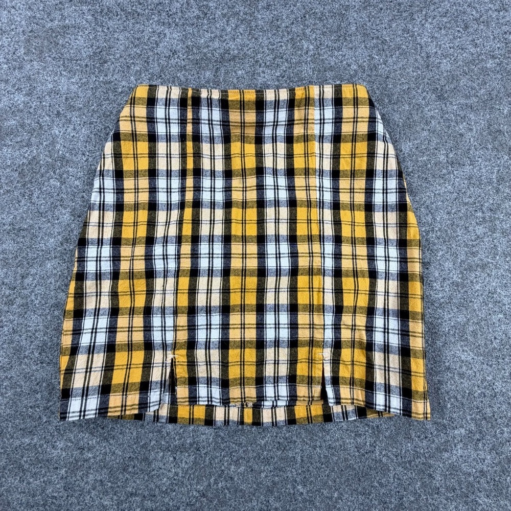 Hollister Mini Skirt Womens XS Multicolor Plaid Ultra High Rise Back Zip Slit